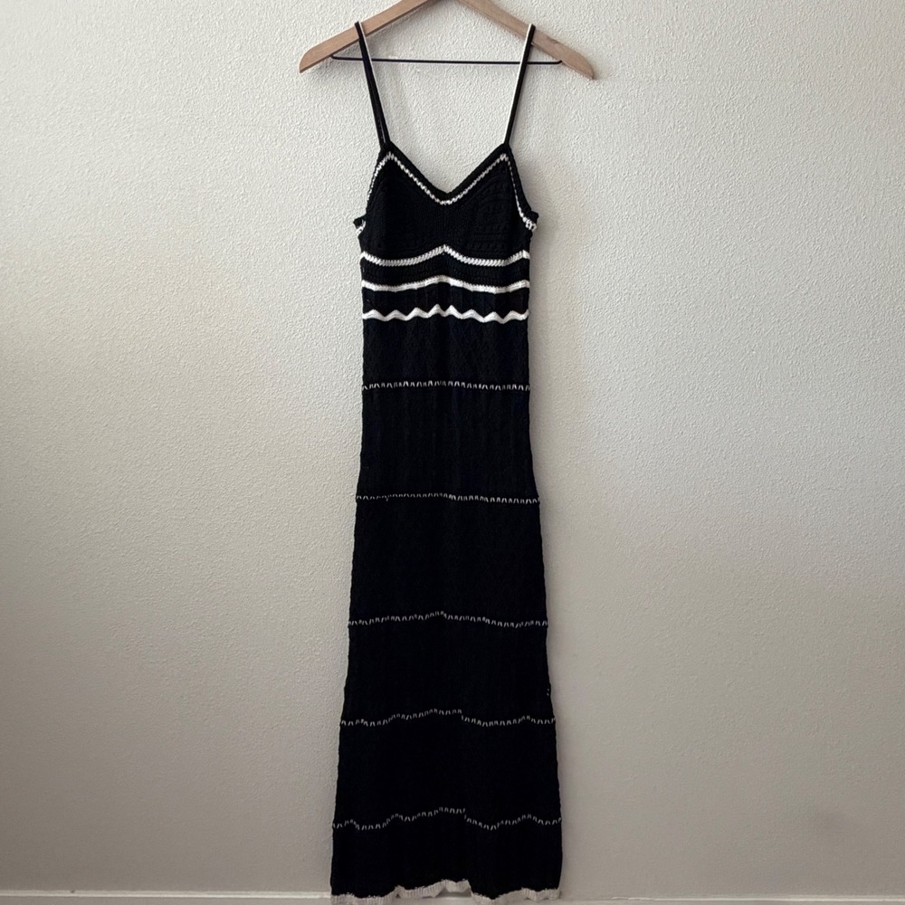OLIVE + OAK Women Crochet Knit Maxi Dress Small Festival‎ Boho Summer Lined